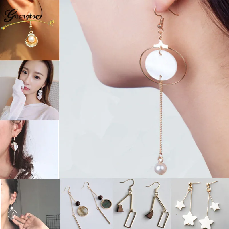

New Fashion Shell Simulated Pearls Drop Earrings For Women Fashion Jewelry Geometric Long Tassel Dangle Earring Bijoux Brincos