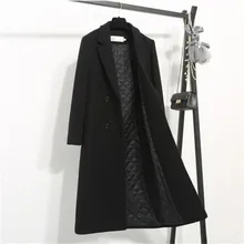 Смесь шерстяное пальто Женская модная длинная куртка женское двубортное пальто женское плюс размер черные куртки повседневное шерстяное пальто 334