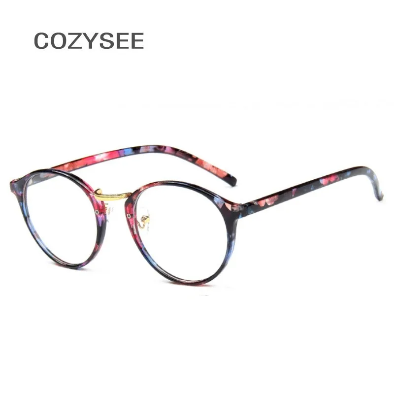 Модные прозрачные круглые очки прозрачная оправа женские очки от близорукости мужские очки в оправе nerd оптические оправы прозрачные - Цвет оправы: BLUE FLOWER