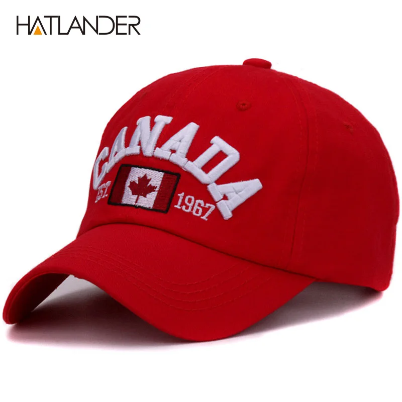 Бренд Hatlander Канада письмо вышивка бейсболки для женщин хлопок gorra snapback изогнутые папа шляпа отдыха на открытом воздухе для мужчин и - Цвет: Red as picture