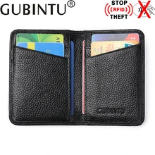 GUBINTU New Bifold Genuine Leather Wallets RFID Blocking Money Purses Male Cowhide Leather Mens Wallet Dollar Price Purse Male