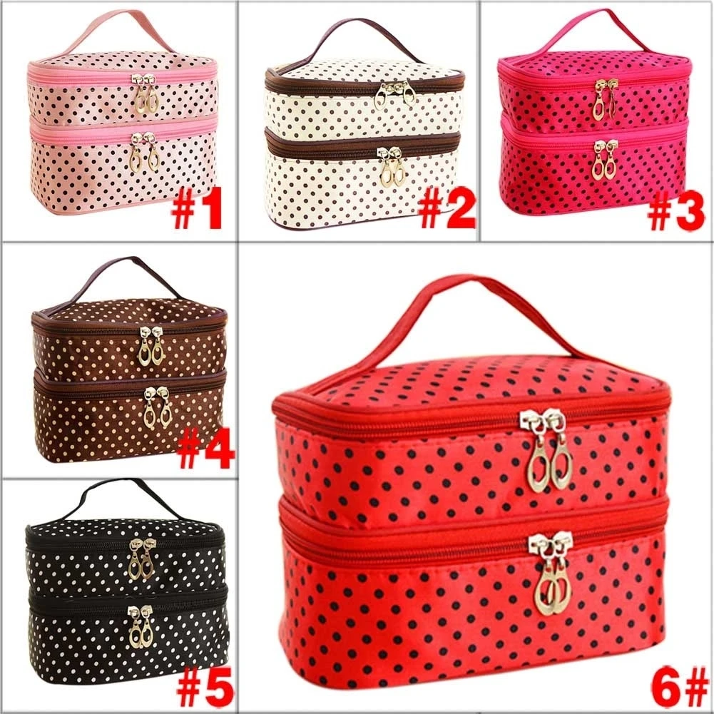 

2017 New Fashion Double-deck Travel Toiletry Beauty Cosmetic Bag Makeup Case Organizer Zipper Holder Handbag LXX9