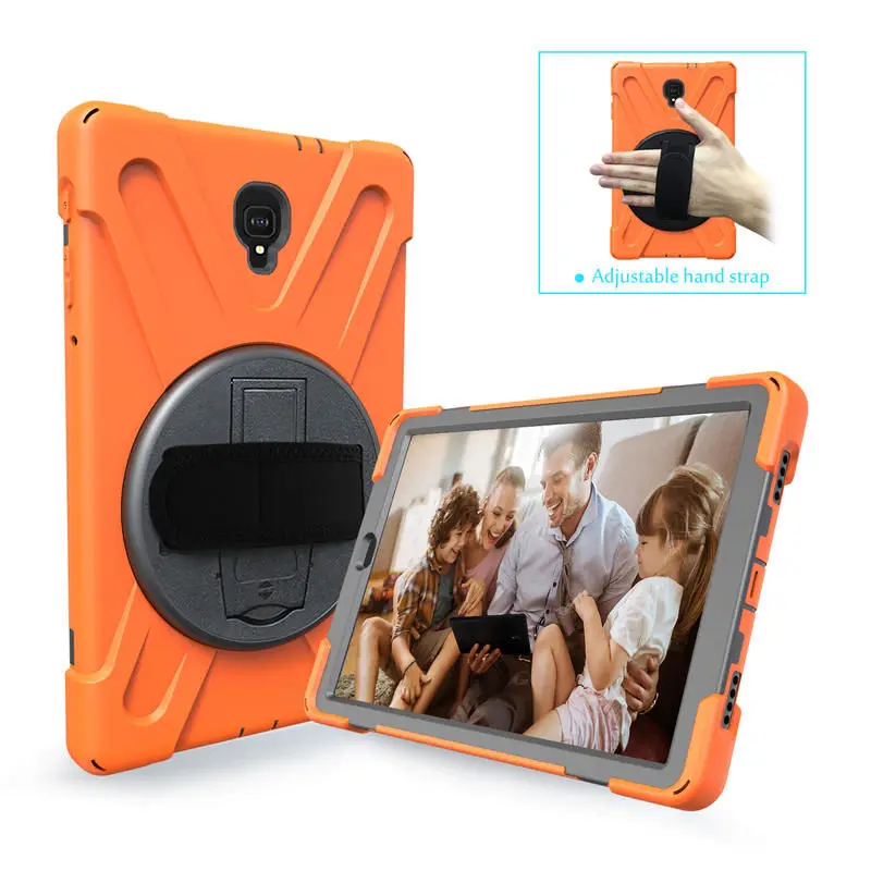 Orange Чехол для Samsung Galaxy Tab A A2 10," T590 T595 T597 планшет детской кожи, безопасный противоударный бронированная крышка+ ремешок на руку и с функцией подставки - Цвет: Orange