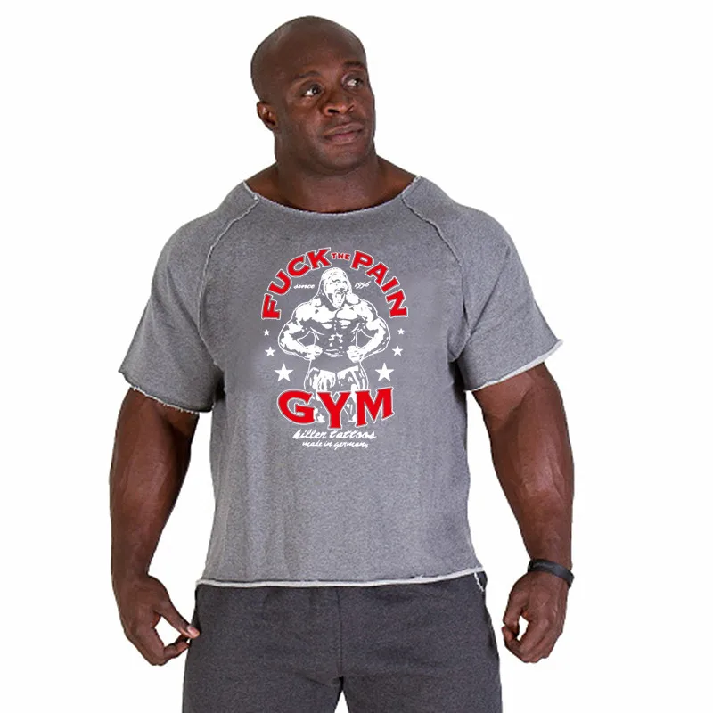 Новая модная брендовая хлопковая футболка, мужская майка для фитнеса, мужские Спортзалы, бодибилдинг, спортивные топы для фитнеса, тяжелая атлетика - Цвет: GYM PAIN gary white