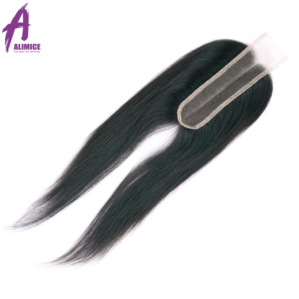 ALIMICE Hair Middle Part 26 Lace Closure Indian Straight Straight Closure Non Remy Human Hair Closure Natural Color 6-18 inch (2)