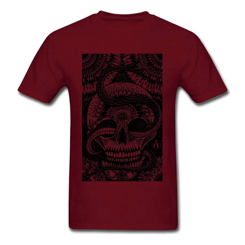  Men T Shirts Skull Snake Mandala Funny Tops & Tees Cotton Crewneck Short Sleeve Casual Tshirts April FOOL DAY Skull Snake Mandala maroon