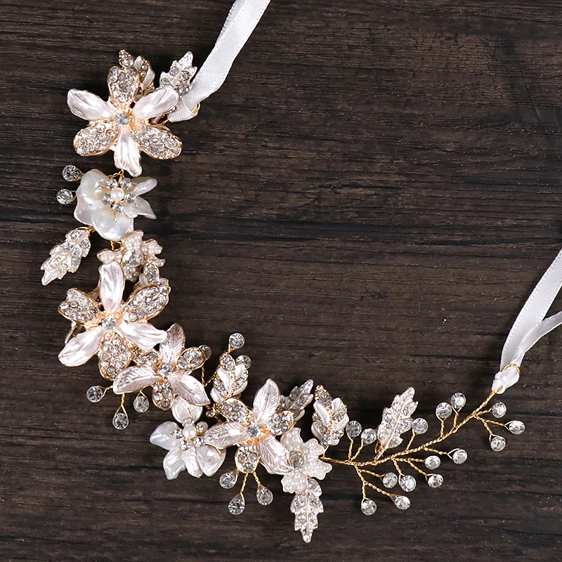 

Shell Flower Headbands For Bride Wedding Hair Jewelry Flower Bride's Hair Band Accessories For Women Jewelry