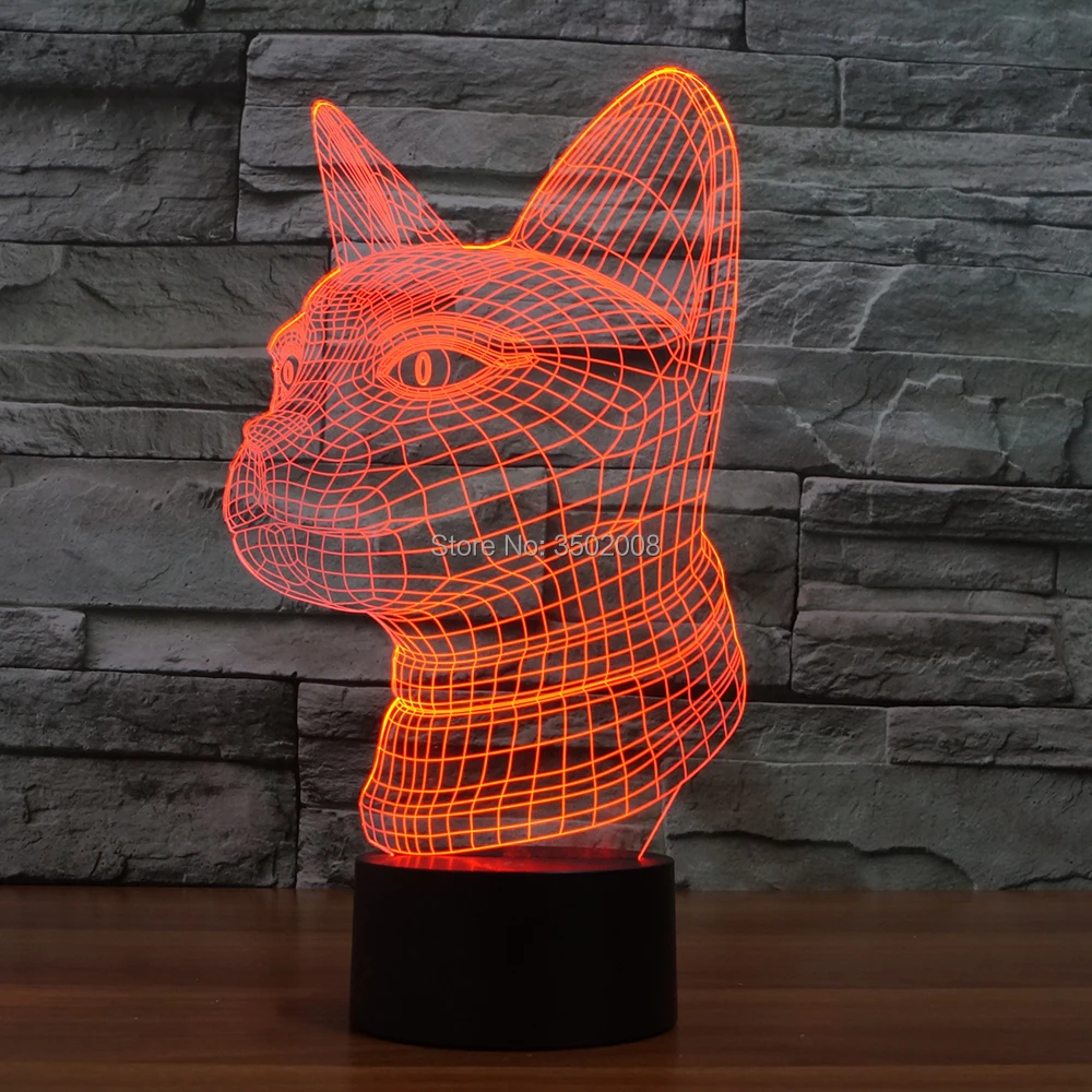 Led 3D Кот мультфильм ночник 7 меняющихся цветов USB настольная лампа как дети подарок или домашний декор