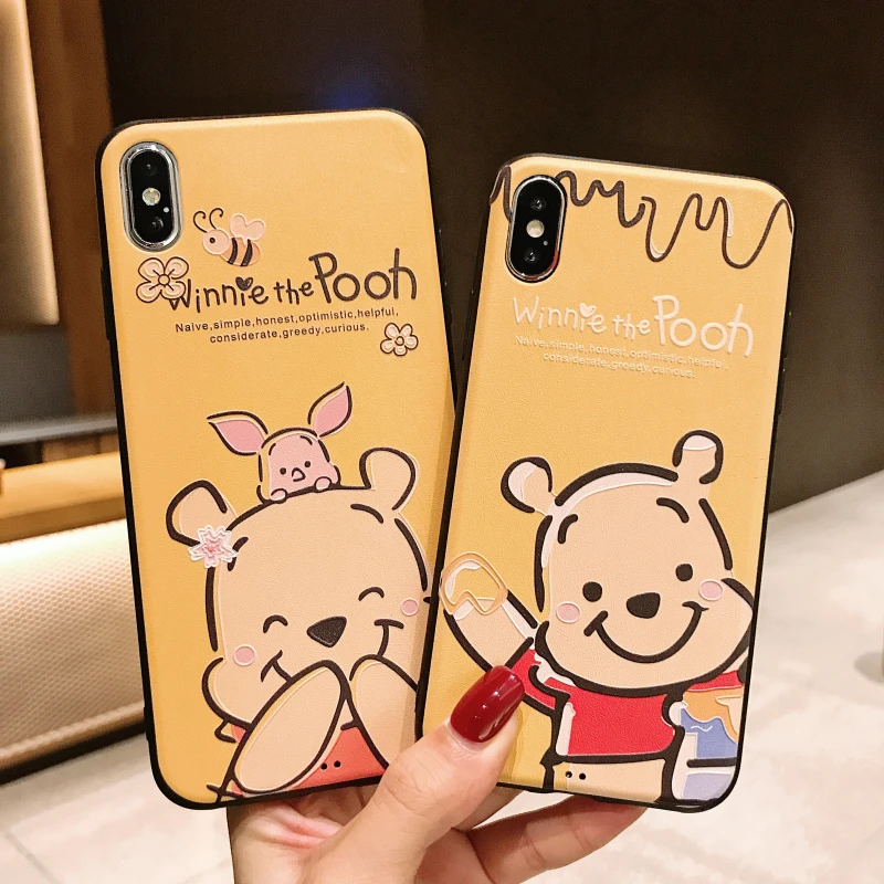 Для Iphone 6 7 8 S Plus X XR XS XSMAX защитный силиконовый из ТПУ чехол с милым Винни медведем