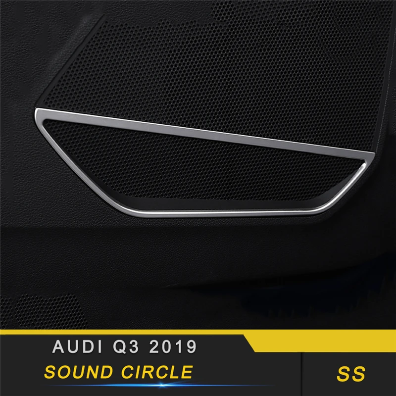 

For Audi Q3 F3 2019 Car Styling Door Gate Loudspeaker Sound Circle Cover Trim Frame Sticker Chrome Interior Accessories