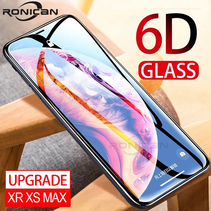 Защитное стекло RONICAN 6D для iPhone 7 6 XS Max полное покрытие изогнутое s 8 Plus X XR|Защитные