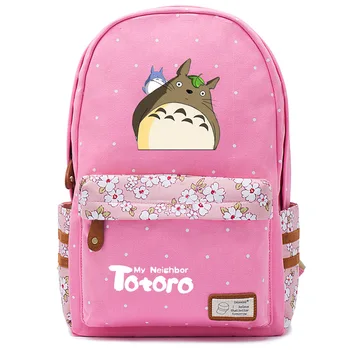 

Totoro lovely cute cat Canvas Girls bag Flowers wave point Rucksacks backpack travel Shoulder Bag bookbag Women