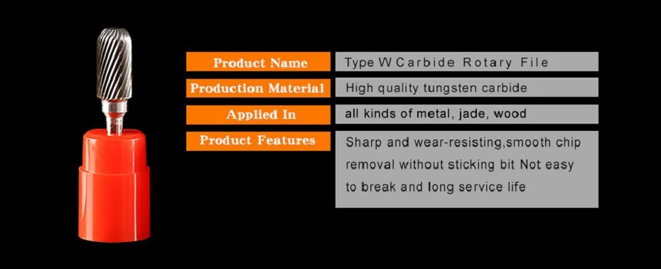 Weitol 1/4 дюймов 6 мм W Тип карбида роторные напильники карбида вольфрама заусенцы фрезы металла шлифовальные инструменты