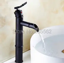Черный Масло Втирают Латунь Одной ручкой на бортике Ванная комната бассейна раковины смесители с горячей и холодной Waterlnf070