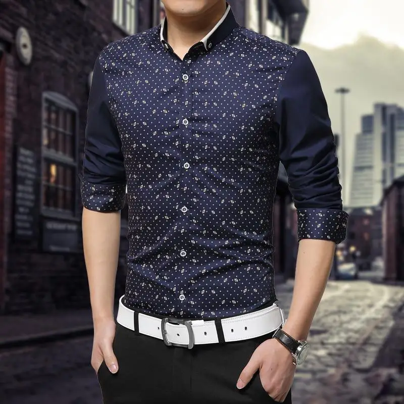 Nice Spring Autumn England Style For Men Shirts Fashion turn down