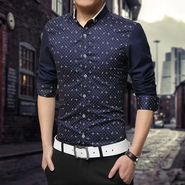 Nice Spring Autumn England Style For Men Shirts Fashion turn down