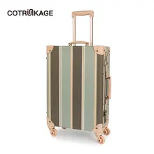 COTRUNKAGE 2"-26" дизайнерская холщовая для женщин Путешествия Винтаж чемодан замки TSA дамы прокатки чемодан на колесиках чемодан с колесами