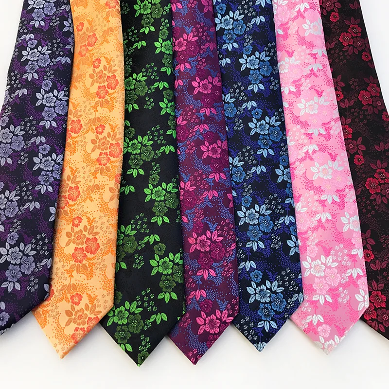 Fashion Silk Floral Men's Tie Narrow Floral Ties Flower Pattern Formal