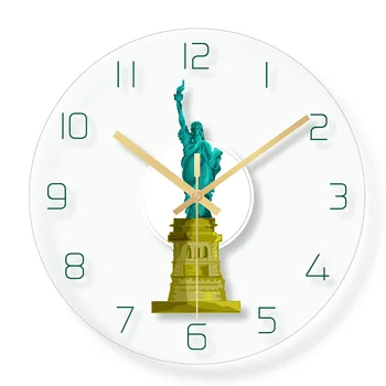 

High-Rise Buildings Wall Clock Statue Of Liber Roma City Unique Creative Living Room Decor Simple Decorative Wall Glass Clocks