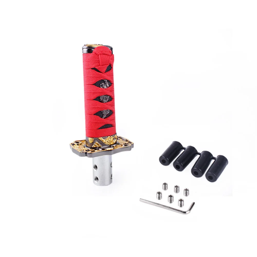 10cm Universal Katana Samurai Sword Gear Shift Knob Warrior Series Manual Stick Shift Knob with 4 Adapters Fits Most Vehicles - Название цвета: Red100