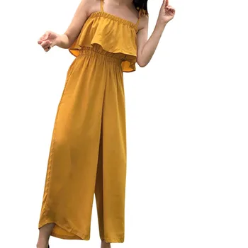 

KLV 2019 women Jumpsuit Womens latest fashion боди Jumpsuit Camisole Sexy Sleeveless Pure Color Loose Jumpsuits free shippingD4