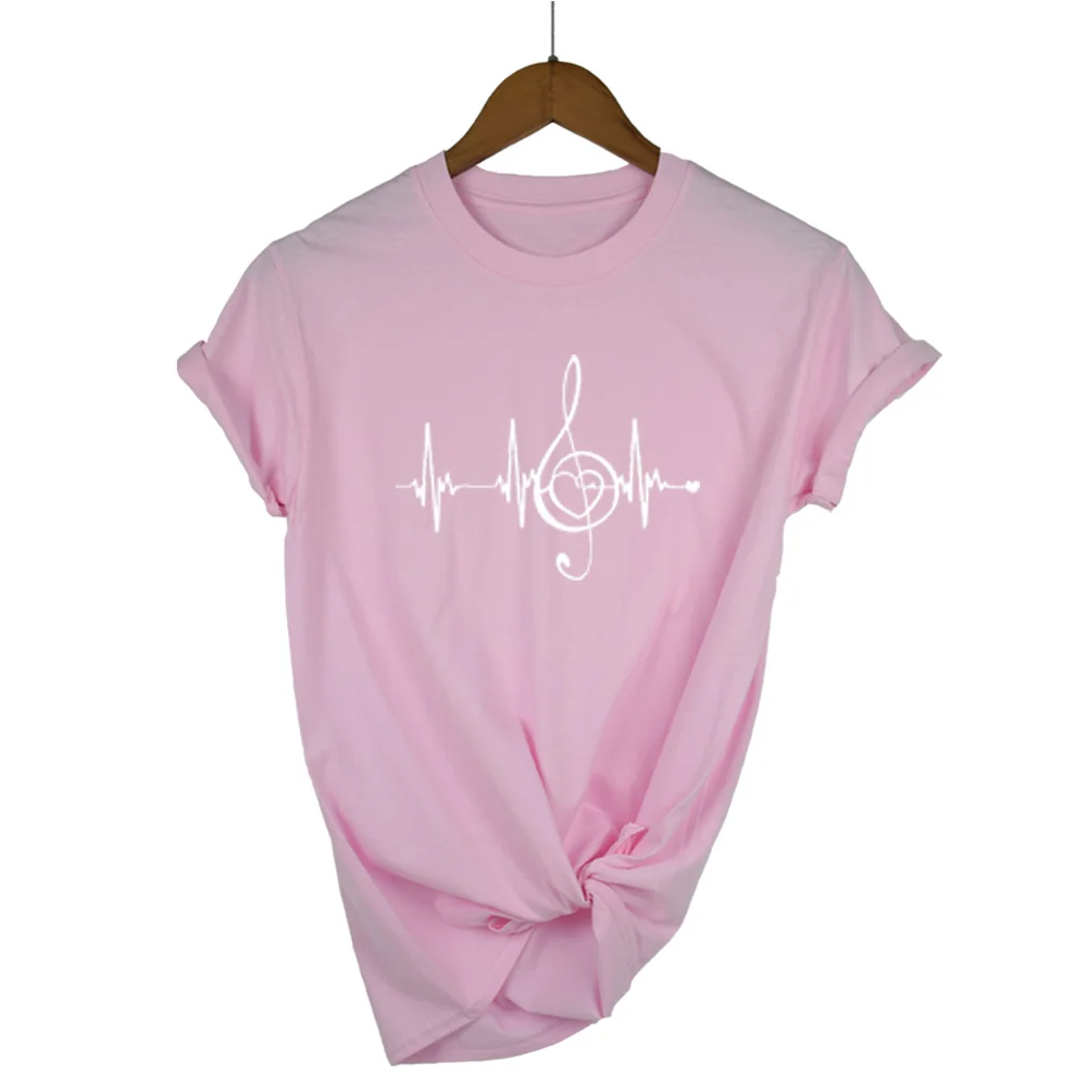Новинка, Харадзюку, женские футболки с принтом сердца, повседневные Летние футболки с коротким рукавом, женские топы размера плюс - Цвет: Pink-W
