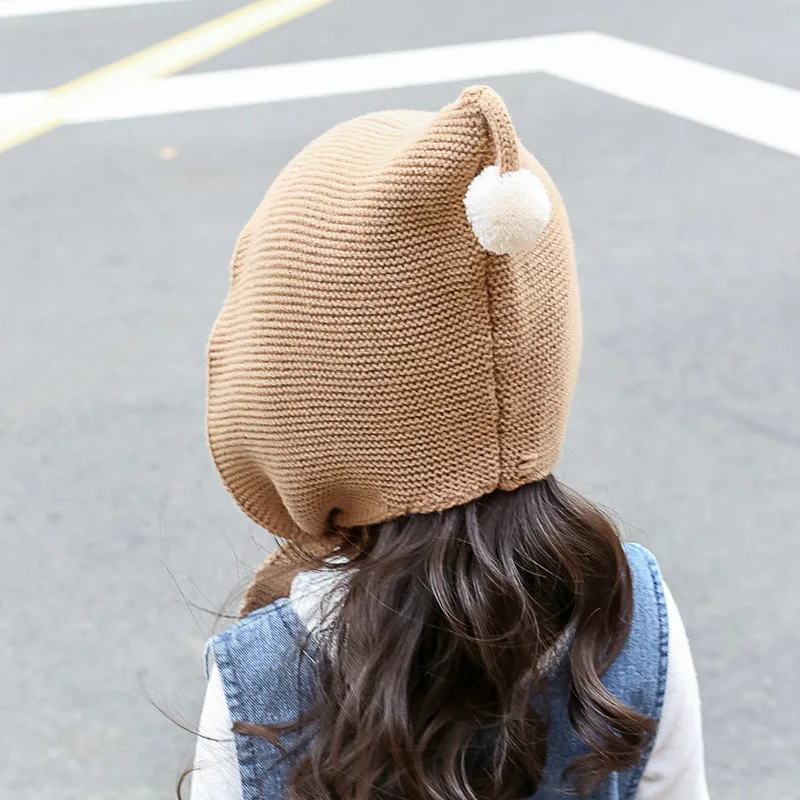 Новые модные зимние теплые детские шапки кепки для детей Зимние; вязанные; шерстяные шапки для мальчиков и девочек