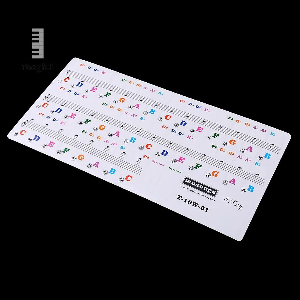 Tooyful 61 Key Piano Electronic Keyboard Sticker Letter Decal for Beginner Amateur Piano Practice Accessory 23.5 x 11.5cm