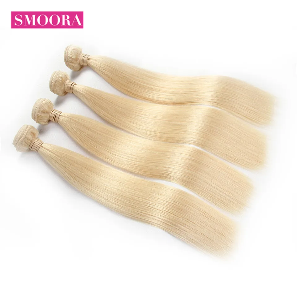 Smoora волосы бразильские прямые 613 блонд человеческие волосы пучки смешанные длина 3 4 шт 10-30 дюймов 613 блонд не Реми волосы для наращивания
