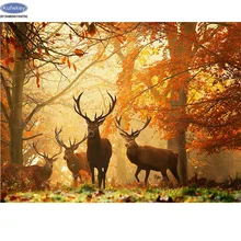 Фото на заказ! DIY Алмазная вышивка Лесной олень, 5D алмазная картина крестиком 3D квадратная декоративная мозаика из стразов на подарок