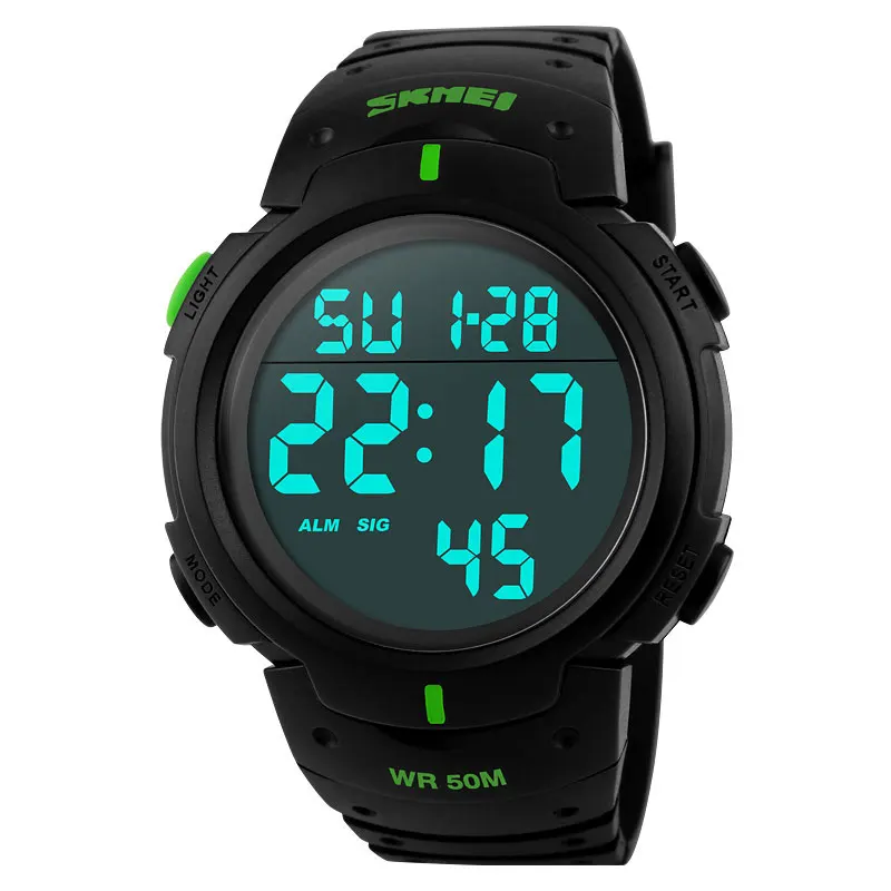 SKMEI Outdoor Sport Big Dial Watch Men Fashion Simple Watches Calendar PU Strap 5Bar Waterproof Digital Watch Reloj Hombre 1068 