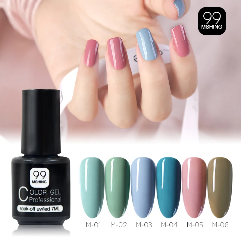 

Mshing99 Gel nail polish 6Pcs/lot Nail Polish LED UV Gel For Nail Soak Off Nails Gel Lacquer Glitter Hybrid Nail Polish