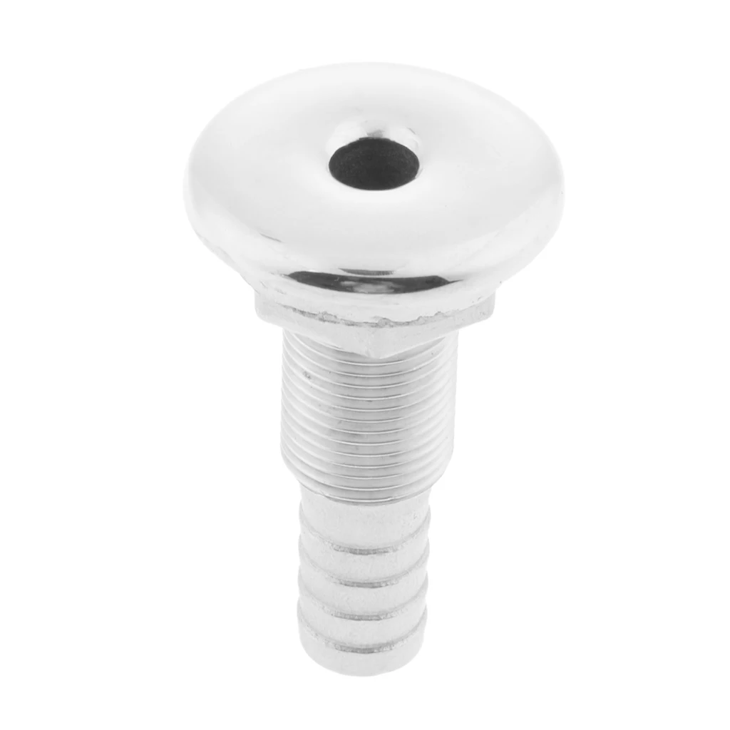  1 Pcs 1/2 Inch Marine-Grade 316 Stainless Steel White Thru-Hull Bilge Pump and Aerator Hose Fitting For Boats Yacht Kayak Etc 