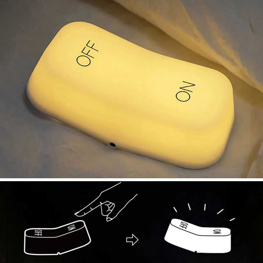 Gravity Sensor LED Night Light ON/OFF Switch USB Rechargeable Table