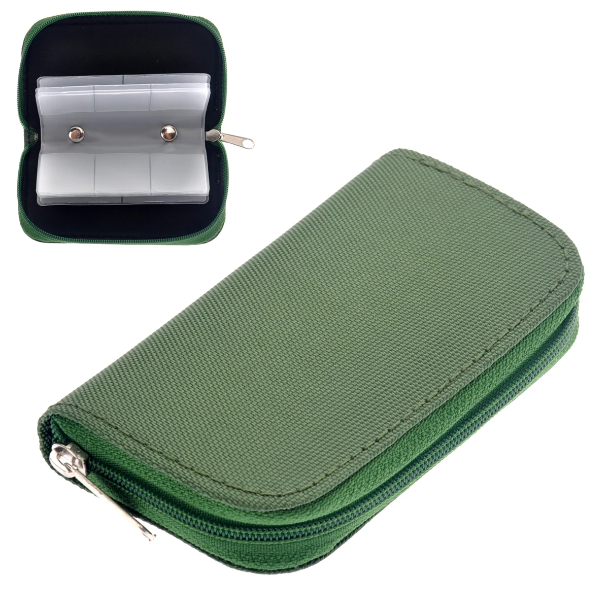 

Portable 22 Slots SD SDHC MMC CF Micro SD Memory Card Holder Pouch Case Zippered Storage Bag Protector