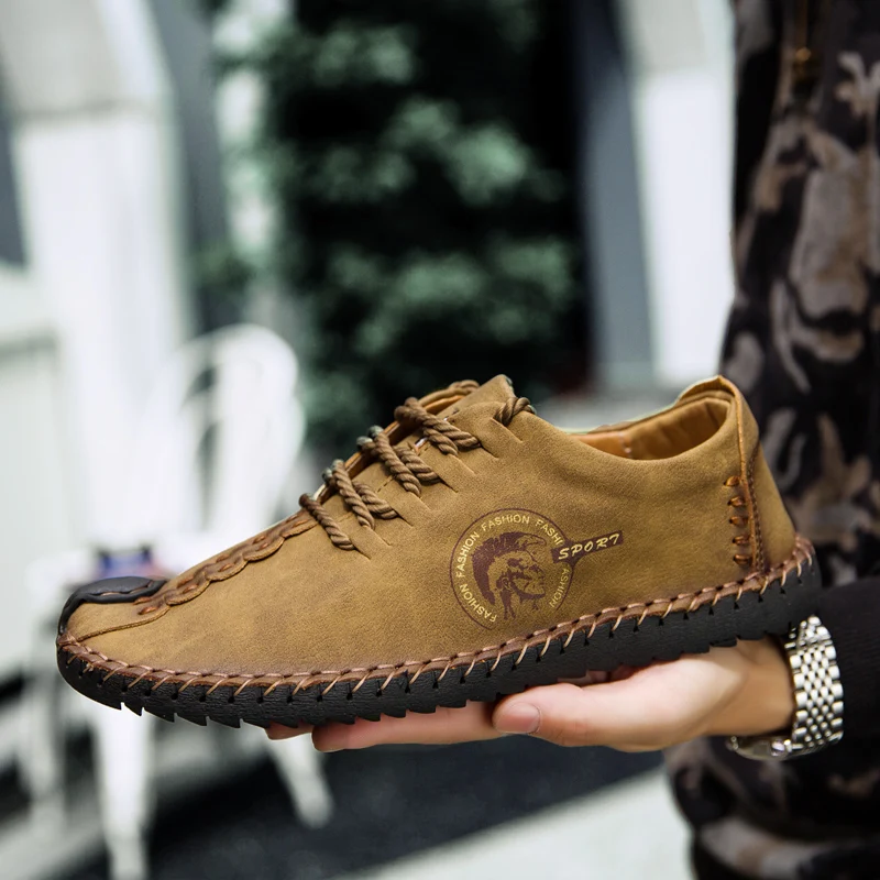 

LeFoche 2018 Comfortable Casual Shoes Loafers Men Shoes Quality Split Leather Shoes Men Flats Moccasins Shoes 38-46