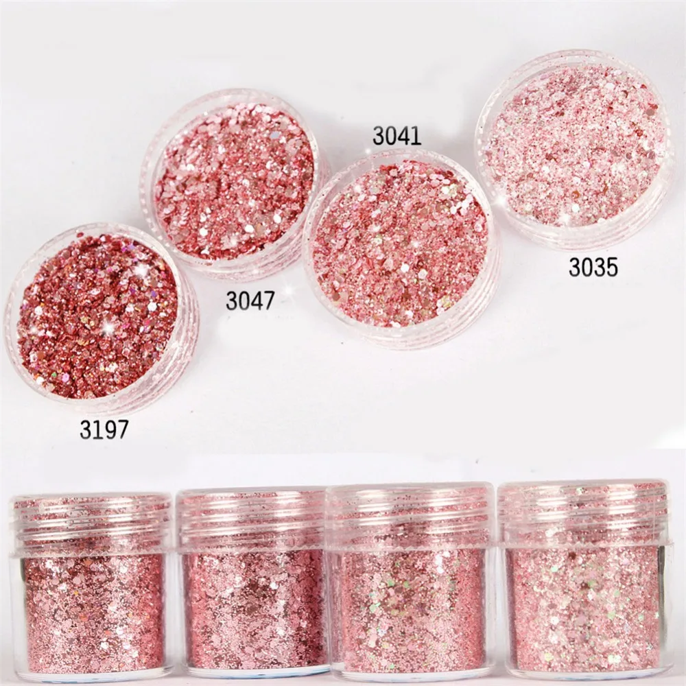 

10ml/Box 1 Box Rose Gold Nail Glitter Powder Sequins Mixed Nail Sparkles Laser Holo Glitter Dust Nail Art Decorations Nails Acce