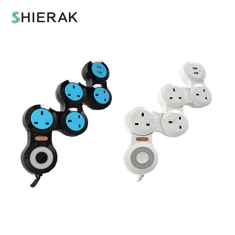 

SHIERAK New Arrival Deformable Socket With USB UK Standard 345-Position Power Strip Outlet With 2 USB Ports Kitchen Plug Sockets