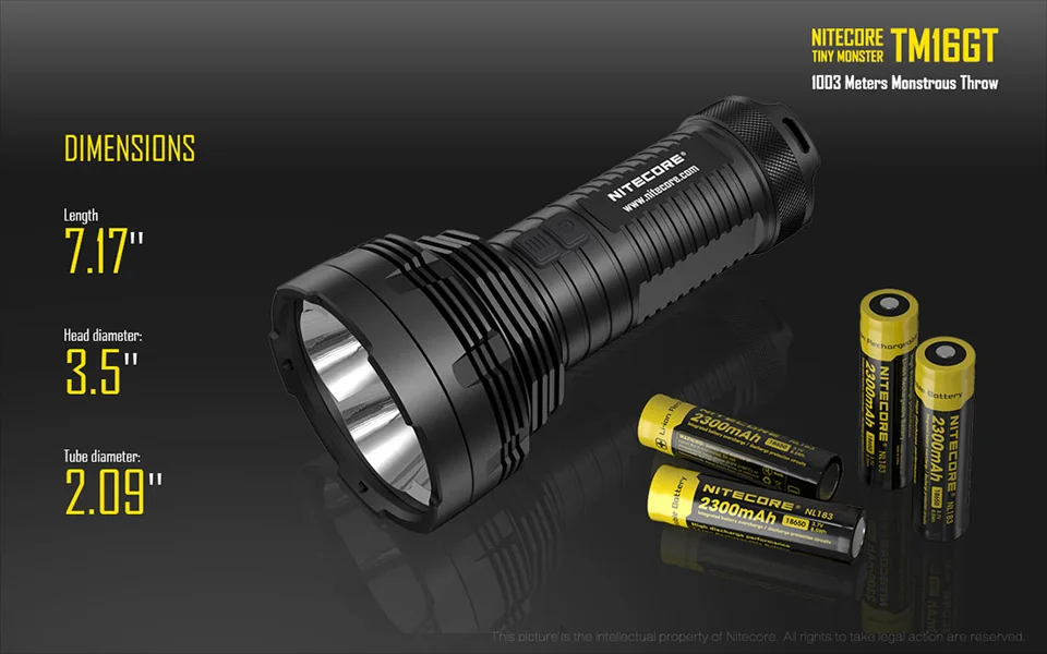 Nitecore TM16GT 3600 люмен 4* CREE XP-L HI V3 светодиоды крошечный Монстр IPX-8 Meters1003 Луч расстояние тактический фонарик