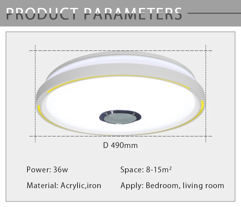Музыкальный светодиодный потолочный светильник s RGB с управлением через приложение, потолочный светильник для спальни 36 Вт, светильник для гостиной, потолочный светильник lampara de techo