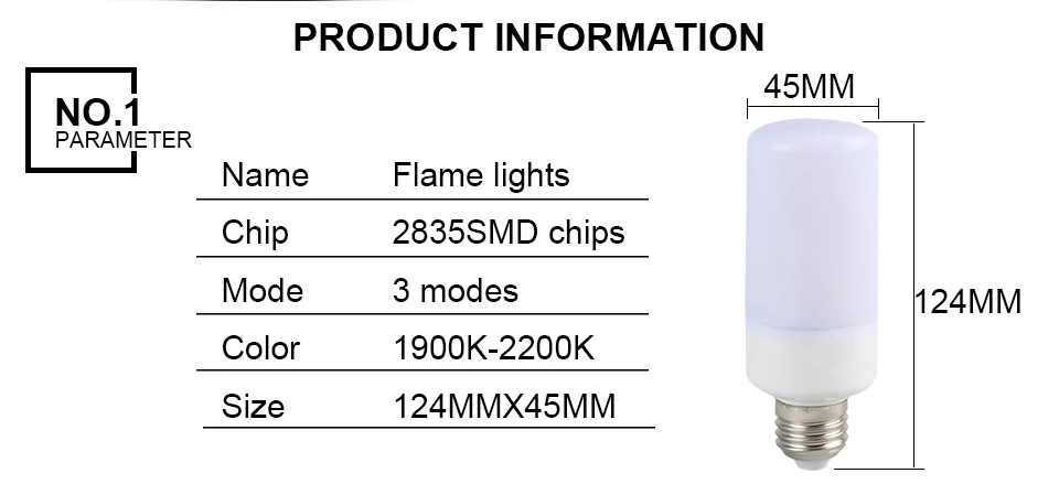 E14 E27 Ampoule LED Flame Effect Bulb 85-265V 3 Modes  (2)