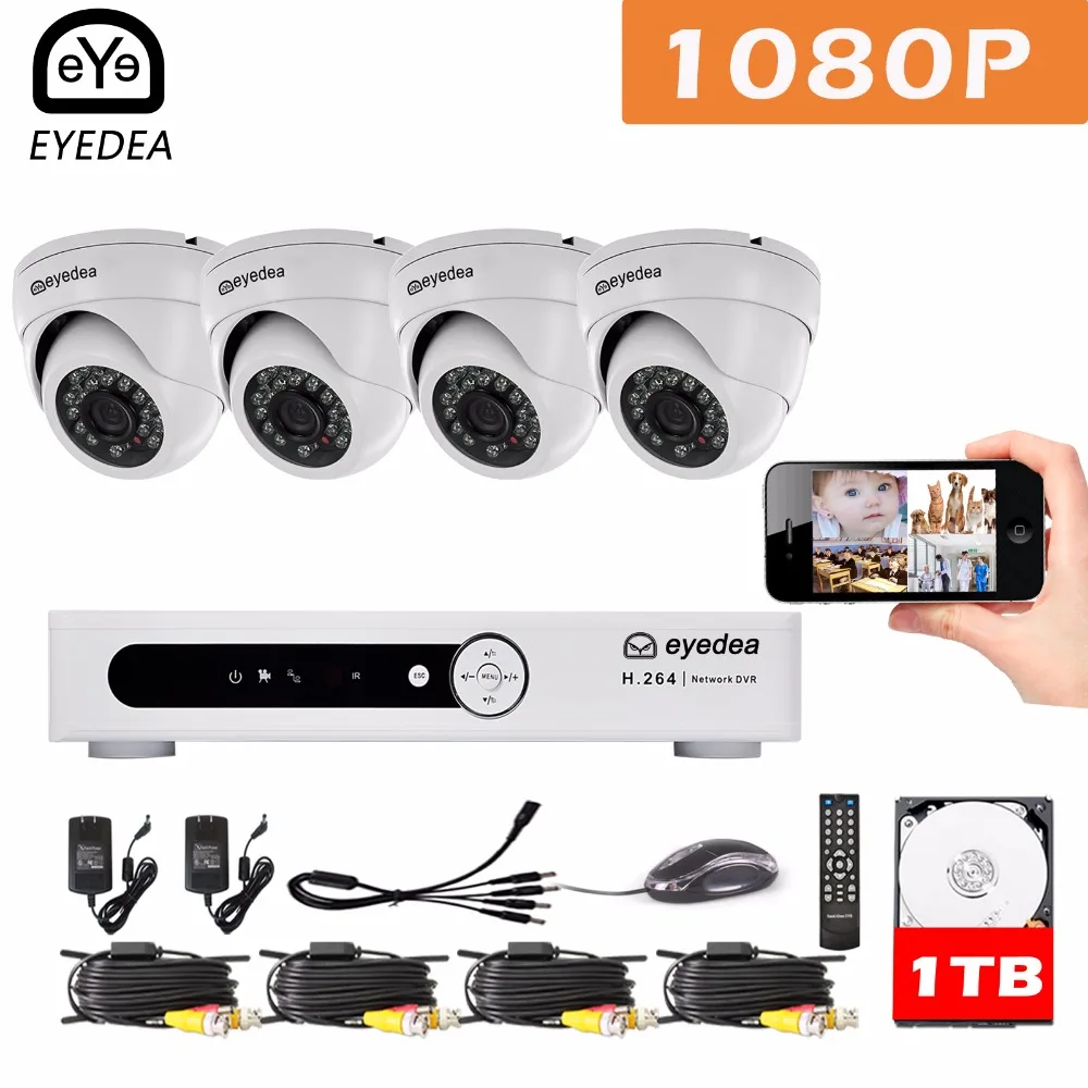 

New Year Eyedea 8 CH Phone Monitor Email Alert DVR Recorder 1080P 2.0M 5500TVL Dome Night Vision CCTV Security Camera System 1TB