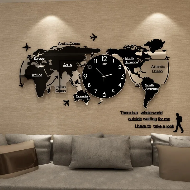 World Map Clock Modern Simple Atmospheric Individuality Creative Quartz Clock Household