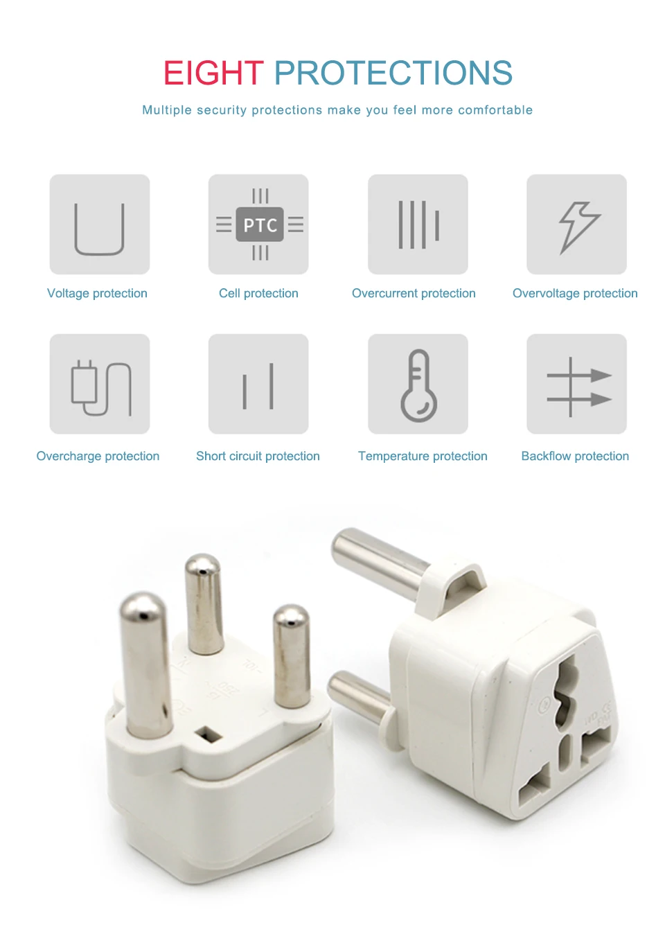 Grand sudafricain BLANCHE Grande prise de conversion sud africaine 10A, adaptateur de