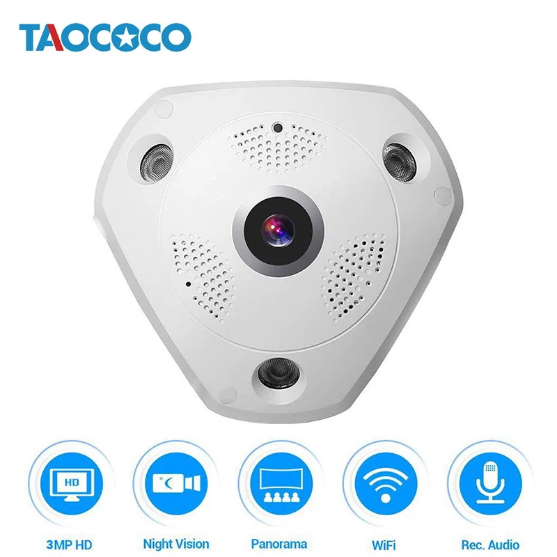 TAOCOCO WIFI Home Camera IP Fisheye Camera WiFi 360 Camera Surveillance 1536P/960P Home Security Camera Wireless Infrared CCTV