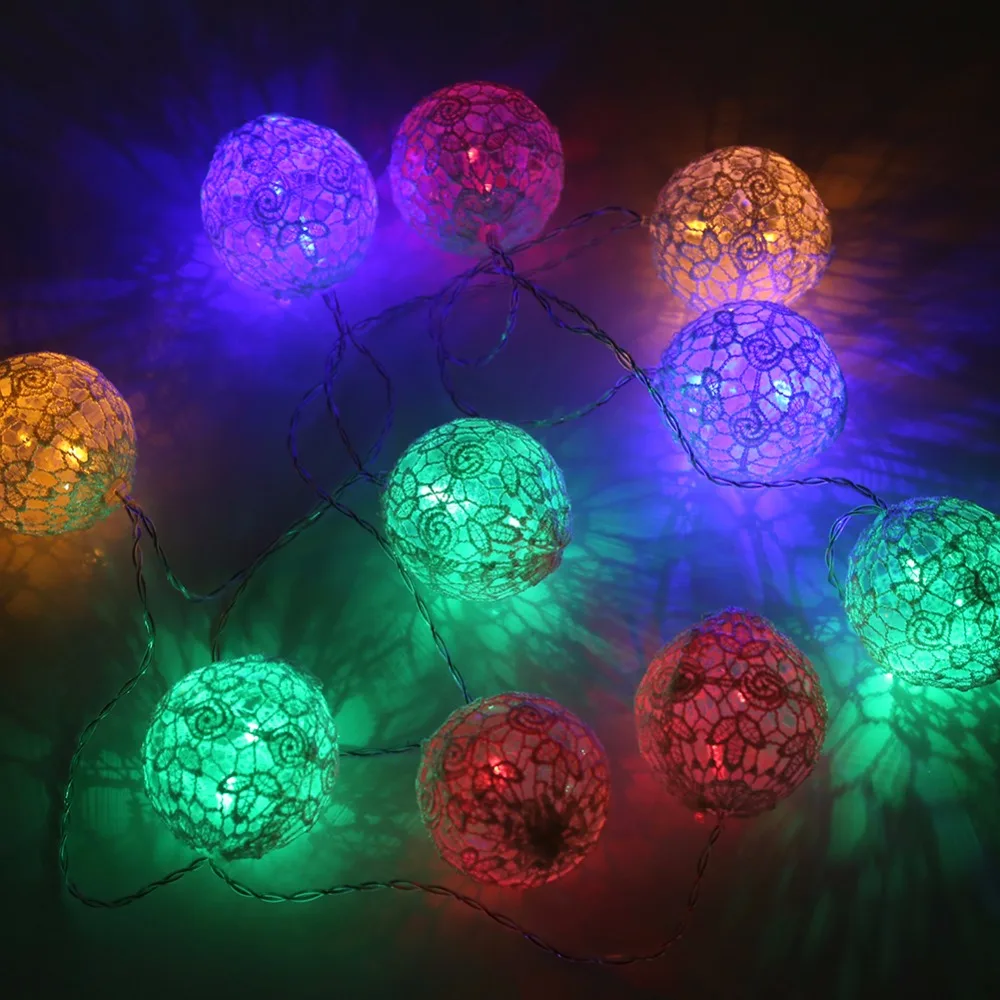 1.5M 10 Globes Ball String Lights Bulbs LED Lace String Light Party