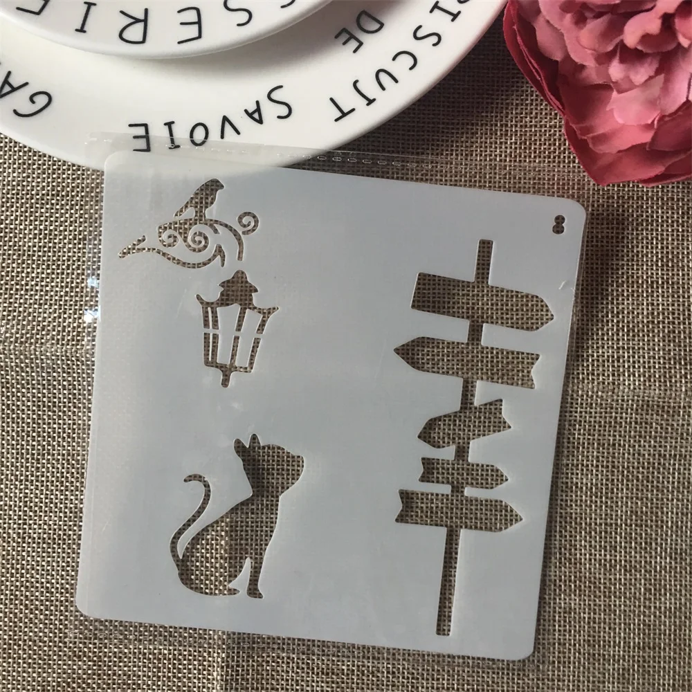 

1Pcs 13cm Cat Road Sign DIY Layering Stencils Wall Painting Scrapbook Coloring Embossing Album Decorative Card Template