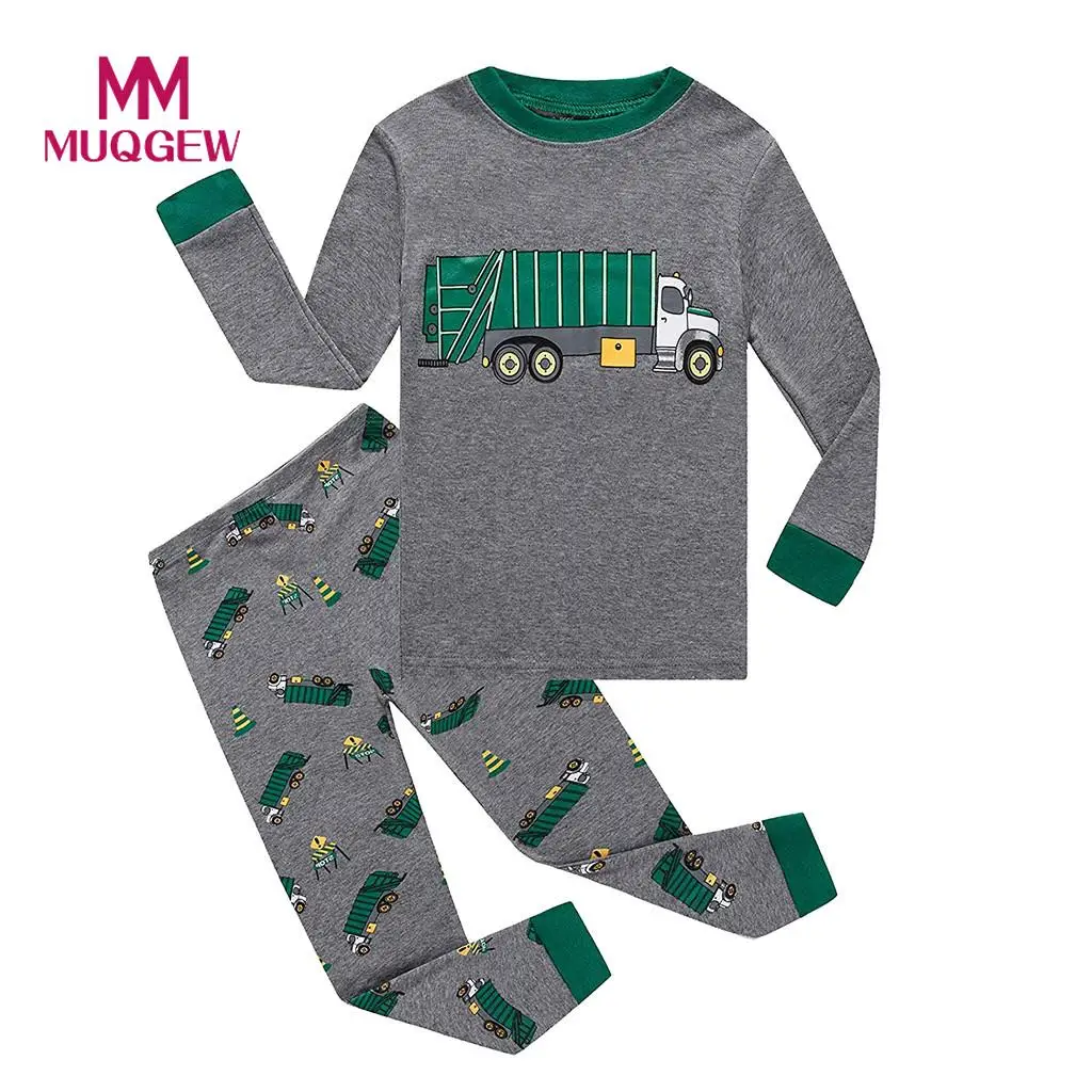 

MUQGEW Spring Toddler Kids Baby Boys Girl Long Sleeve Cartoon Print Tops+Pants Pajamas Sleepwear Outfit Set Cotton Home Clothes