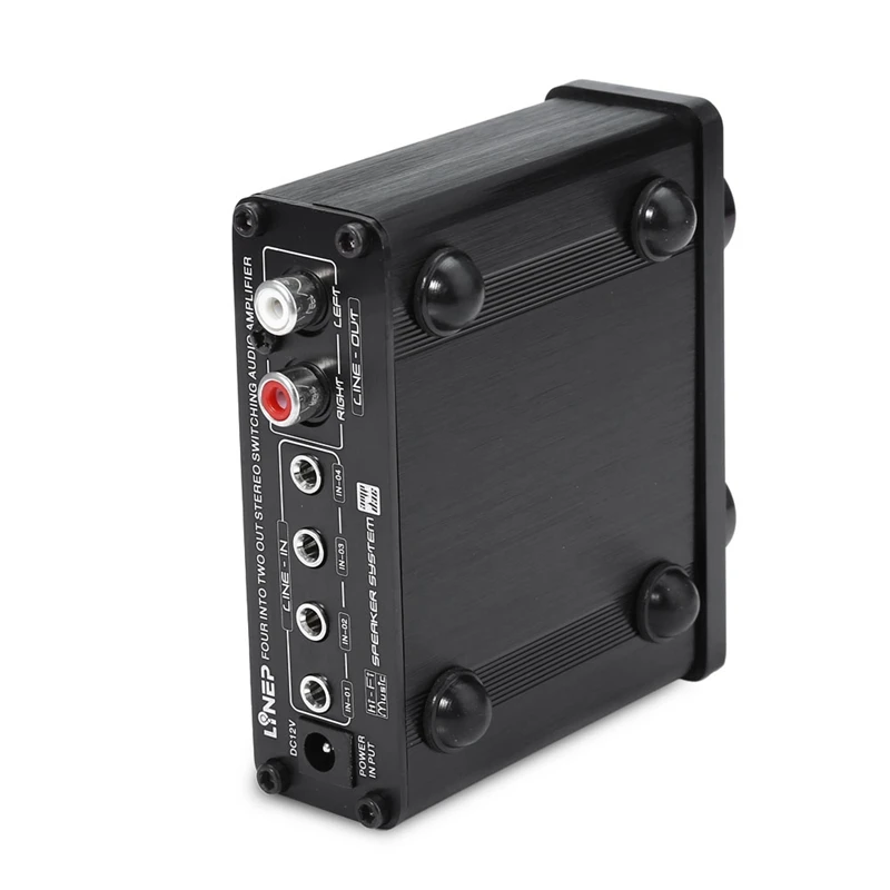 Lynepauaio Audio Switcher 4 Input And 2 Output Audio Switch With Signal Amplification Volume Adjustment And Switch Function(Us