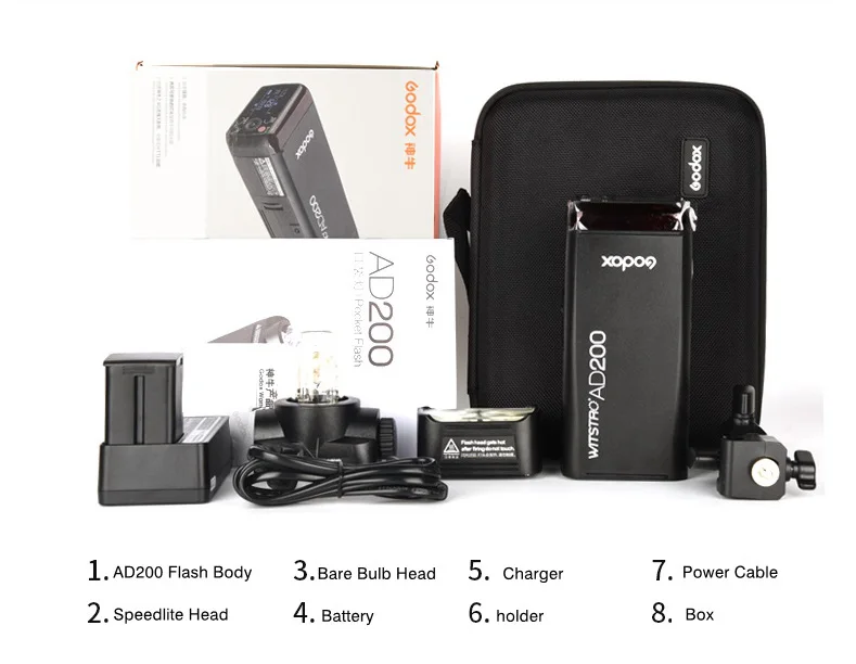 Карманная вспышка GODOX AD200 TTL 2 4G HSS 1/8000s двойная головсветильник Вт с передатчиком X1T
